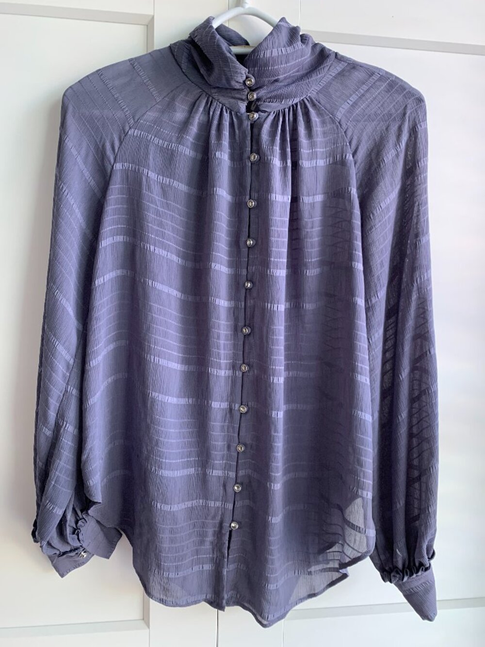 Feather Bone by Anthropologie Marietta Blouse High Neck Rhinestone Buttons SZ XS